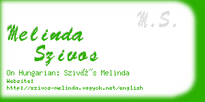 melinda szivos business card